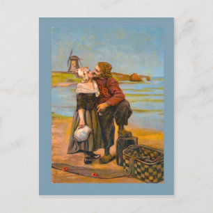 Replik Vintage Postkarte, Küsse am Meer Postkarte