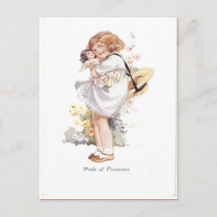 Replik Vintage, Stolz des Besitzes, Mädchen, Puppe Postkarte