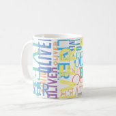 Replizierte Namen | Farbmuster Typografie Kaffeetasse (Vorderseite Links)