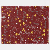 Replizierte Namen Initialen und Goldherzen dunkelr Fleecedecke (Vorderseite (Horizontal))