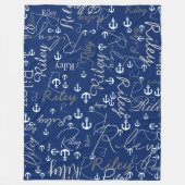 Replizierte Names Initials and Anchors Navy Fleecedecke (Vorderseite)