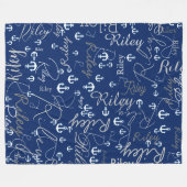 Replizierte Names Initials and Anchors Navy Fleecedecke (Vorderseite (Horizontal))