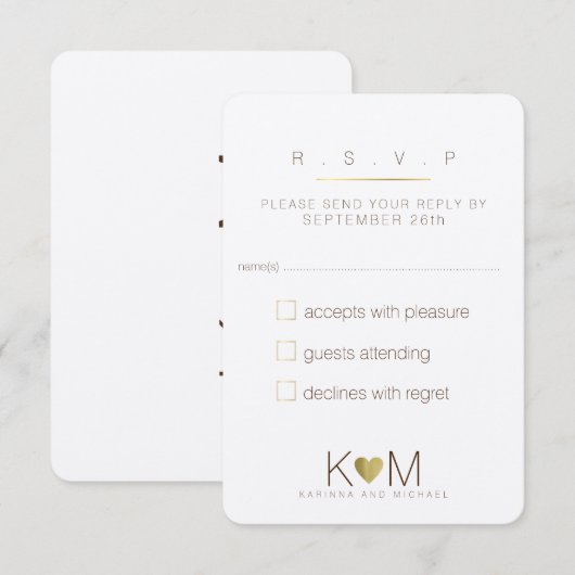 reply, respond rsvp classy wedding karte (Vorne/Hinten)