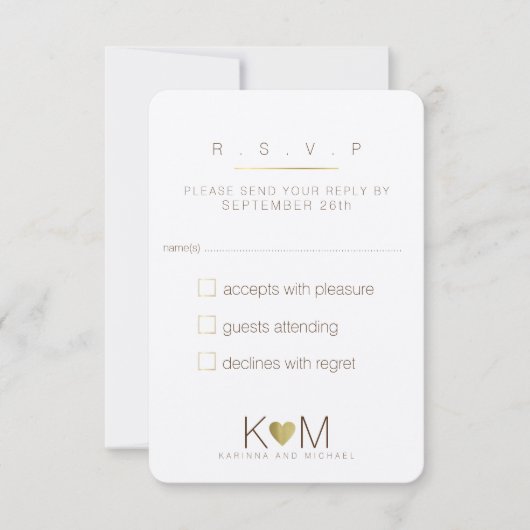 reply, respond rsvp classy wedding karte (Vorderseite)