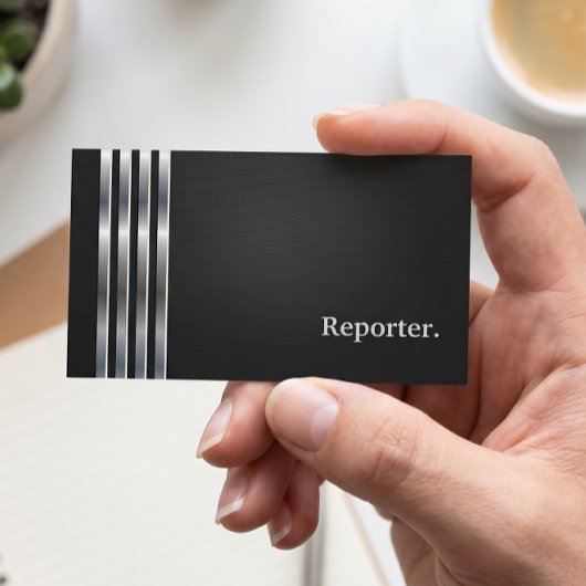 Reporter Beruflich Black Silver Visitenkarte