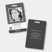 Reporter Fotograf Schwarz-weiß Modern Press ID Ausweis (Vorder- & Rückseite)
