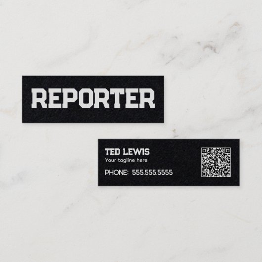 Reporter Simple QR Mini Visitenkarte (Vorne/Hinten)