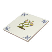 Repro 1700s Handgemalt Delft Yellow Tulips Floral Fliese (Seite)