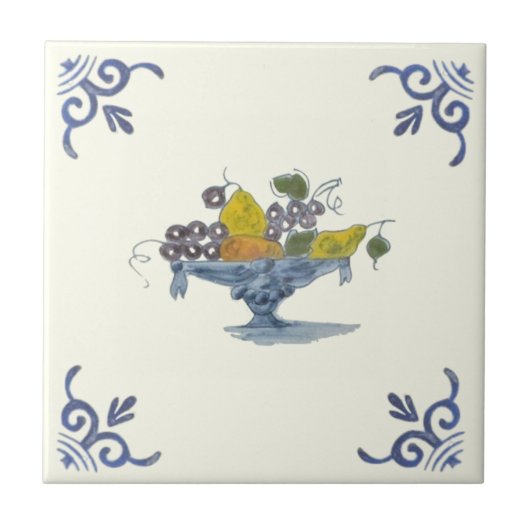 Repro 17. Jahrhundert Delft Fruchtschale Fliese (Vorderseite)