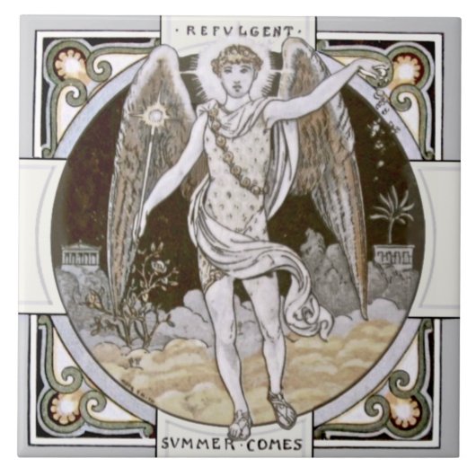 Repro 18. Jahrhundert Minton Saison "Summer" Tile Fliese (Vorderseite)