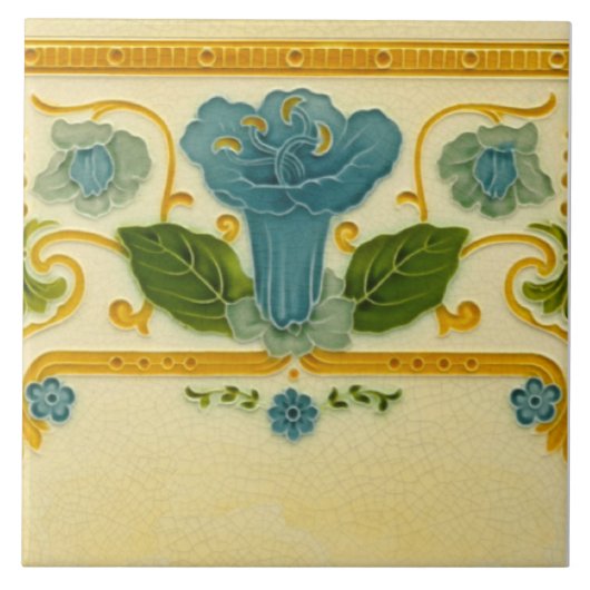 Repro 1900 Pilkington Straight Border Art Nouveau Fliese (Vorderseite)