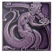 Repro 1900 Villeroy+Boch Lila Majolica Mermaid Fliese (Vorderseite)