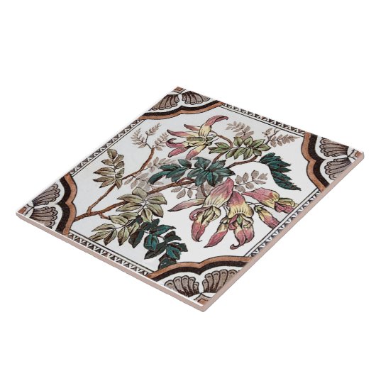 Repro antike Viktorianische Blumenübertragware Fliese (Seite)