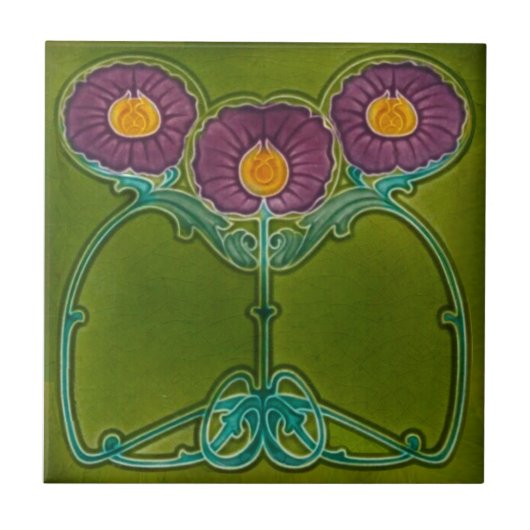 Repro Antillen Marsden Art Nouveau Lila Flora Fliese (Vorderseite)