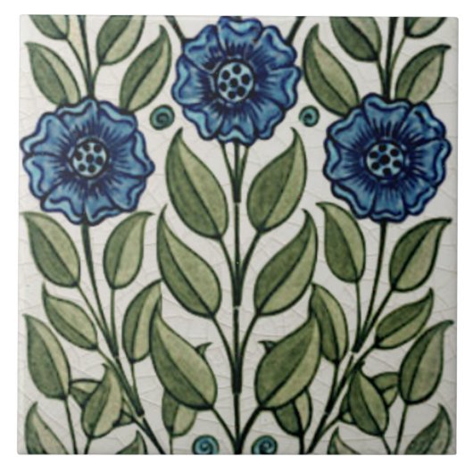Repro Antiquariat Morgan Blue Green Floral Fliese (Vorderseite)