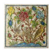Repro Antique Birds Rose Handgemalt Perser Fliese (Vorderseite)