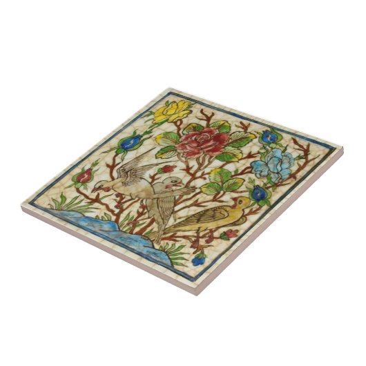 Repro Antique Birds Rose Handgemalt Perser Fliese (Seite)