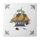 Repro Antique Delft Fruit Basket auf weißem Tile Fliese (Vorderseite)