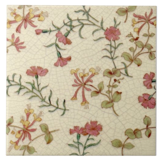 Repro Antique Minton Honeysuckle & Pinks auf Elfen Fliese (Vorderseite)