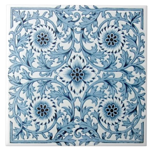 Repro Antiquitäten Blue & White Minton Tranferware Fliese (Vorderseite)