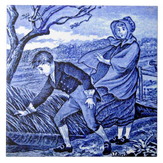 Repro Antiquitätenkalender für Hochzeitsholz März Fliese (Vorderseite)