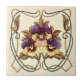 Repro Art Nouveau Handfarbene Stiefmütterchen bedr Fliese (Vorderseite)