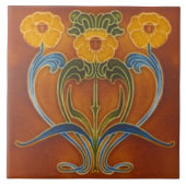 Repro Art Nouveau Herbstfarben Floral Fliese (Vorderseite)
