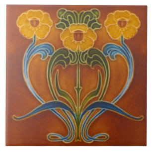 Repro Art Nouveau Herbstfarben Floral Fliese