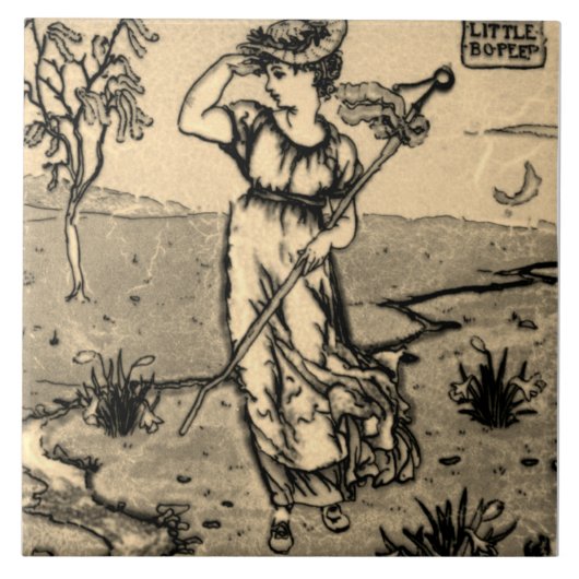 Repro Art Nouveau Modern Little Bo Peep Sketch Til Fliese (Vorderseite)