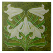 Repro Art Nouveau Osterlilie auf Mottel Green Fliese (Vorderseite)