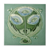 Repro Art Novueau Soft Blue Green Popes Floral Fliese (Vorderseite)
