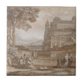 Repro Black und White Tile River Scene Fliese (Vorderseite)
