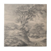 Repro Black und White Tile River Scene Fliese (Vorderseite)