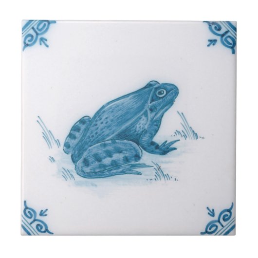 Repro Blue und White Flog Delft Tile Fliese (Vorderseite)