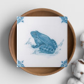 Repro Blue und White Frog Delft Fliese