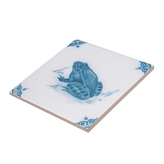 Repro Blue und White Frog Delft Fliese (Seite)