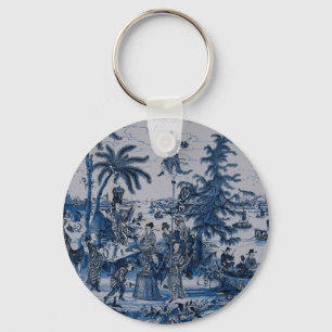 Repro Chinoiserie Delft Blau-Weiß-Fliese Schlüsselanhänger