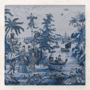 Repro Chinoiserie  Delft Blue and White Glasuntersetzer