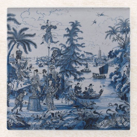 Repro Chinoiserie  Delft Blue and White Glasuntersetzer (Vorderseite)