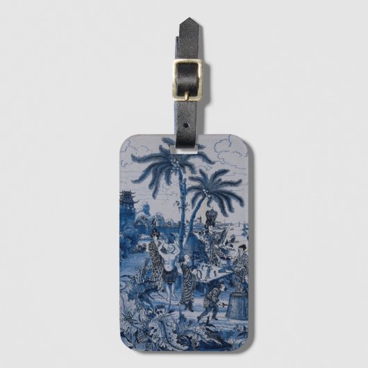 Repro Chinoiserie Delft Blue und White Tile Gepäckanhänger (Vorderseite Vertikal)