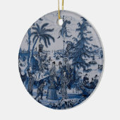Repro Chinoiserie Delft Blue und White Tile Keramik Ornament (Links)