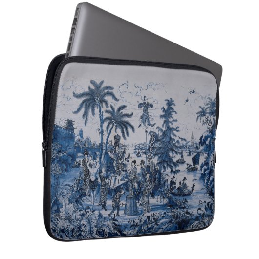 Repro Chinoiserie Delft Blue und White Tile Laptopschutzhülle (Vorne Rechts)