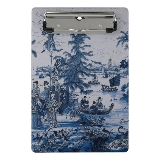 Repro Chinoiserie Delft Blue und White Tile Mini Klemmbrett (Vorderseite)