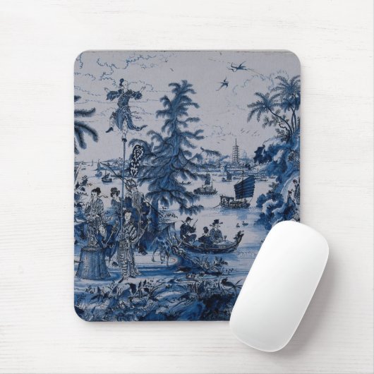 Repro Chinoiserie Delft Blue und White Tile Mousepad (Mit Mouse)