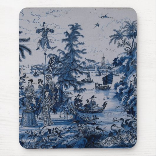 Repro Chinoiserie Delft Blue und White Tile Mousepad (Vorne)