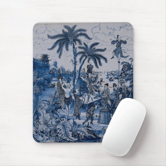 Repro Chinoiserie Delft Blue und White Tile Mousepad (Mit Mouse)