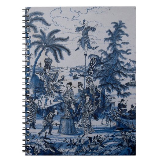 Repro Chinoiserie Delft Blue und White Tile Notizblock (Vorderseite)