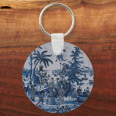 Repro Chinoiserie Delft Blue und White Tile Schlüsselanhänger (Vorderseite)