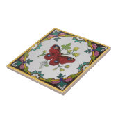 Repro Colorful 1870s Minton Peacock Butterfly Fliese (Seite)