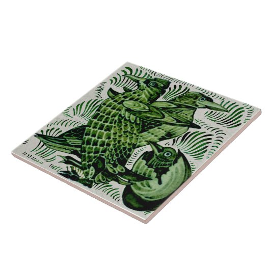 Repro De Morgan Birds+Chick Hatching handgemalt Fliese (Seite)